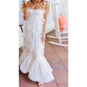 Zimmermann Botanica Petal Appliqué Linen‎ Silk Corset Gown Dress Size 2 (US 6-8)